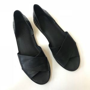 Vince Ida Cross Strap Croc embossed heel Flats